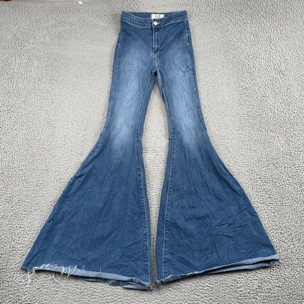 Free People Jeans Women 24 Just Float On Flare High Rise Bell Bottom Raw Hem